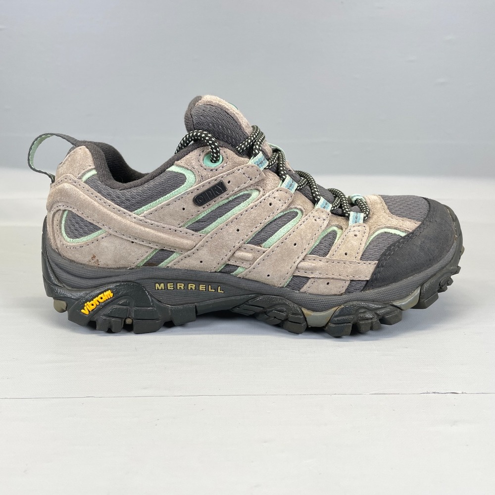 Merrell Moab 2 Hiking Shoes Womens Size 6.5 Taupe Suede Lace Up Trail Sneakers
